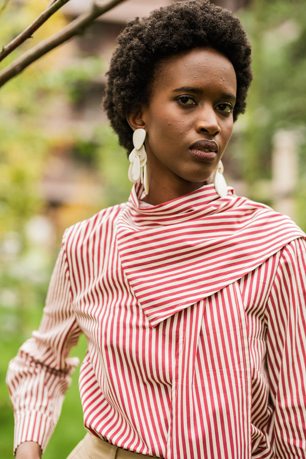 Baumwollpopelin rot gestreift Fibre Mood 36