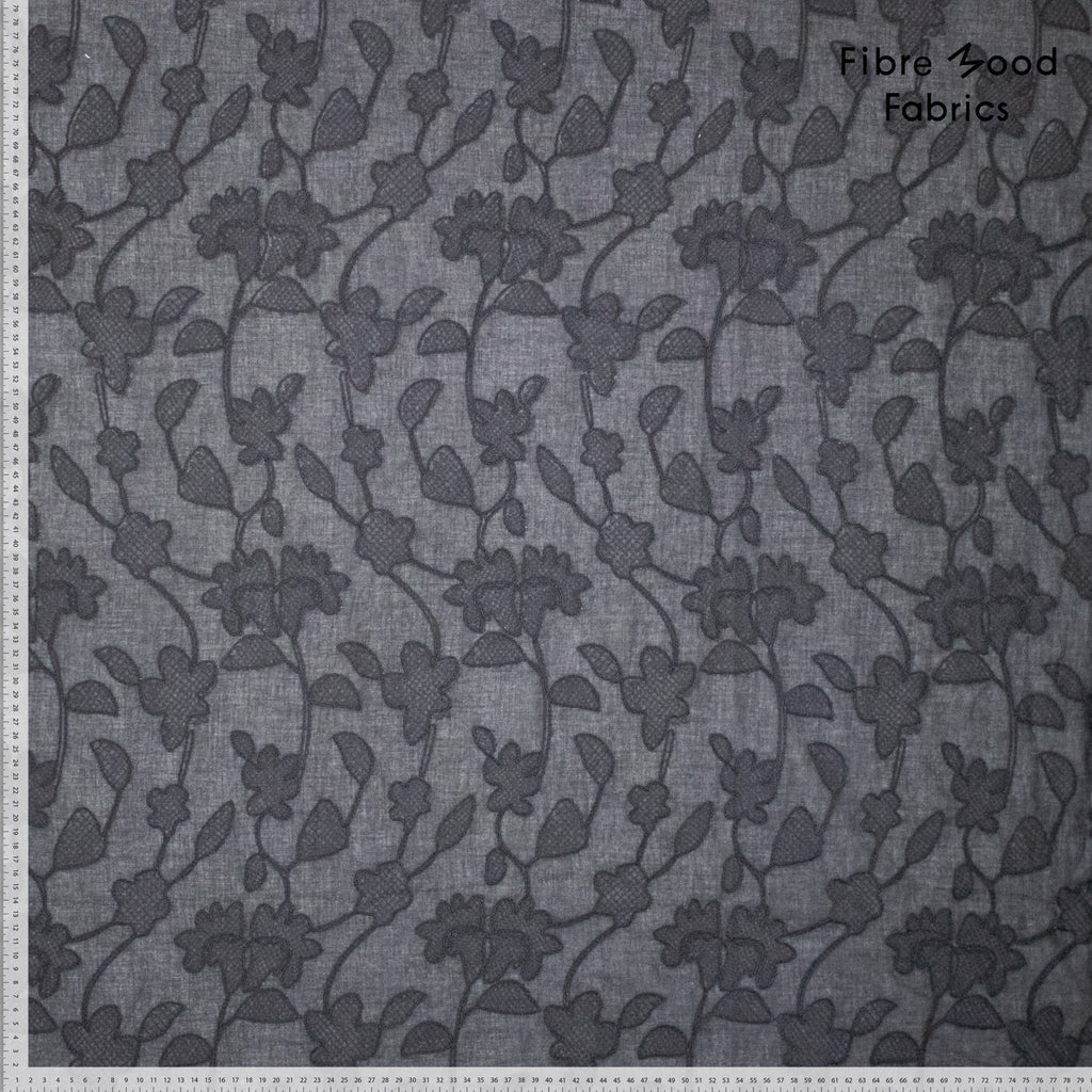 Bestickte Baumwolle schwarz Fibre Mood 36