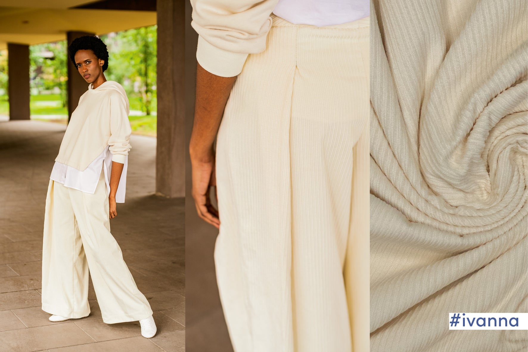 Baumwollcordstoff gebrochen weiß 8w Fibre Mood 36