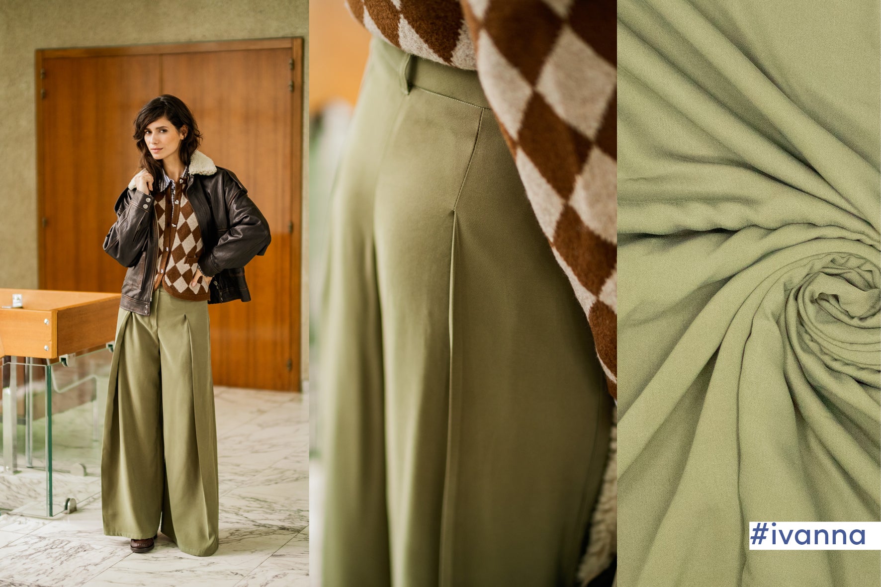 Viskose-Hosenstoff khaki Fibre Mood 36