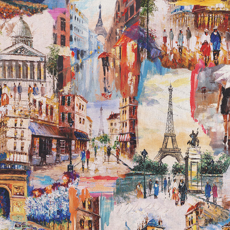 Dekostoff buntes Paris in Leinenoptik