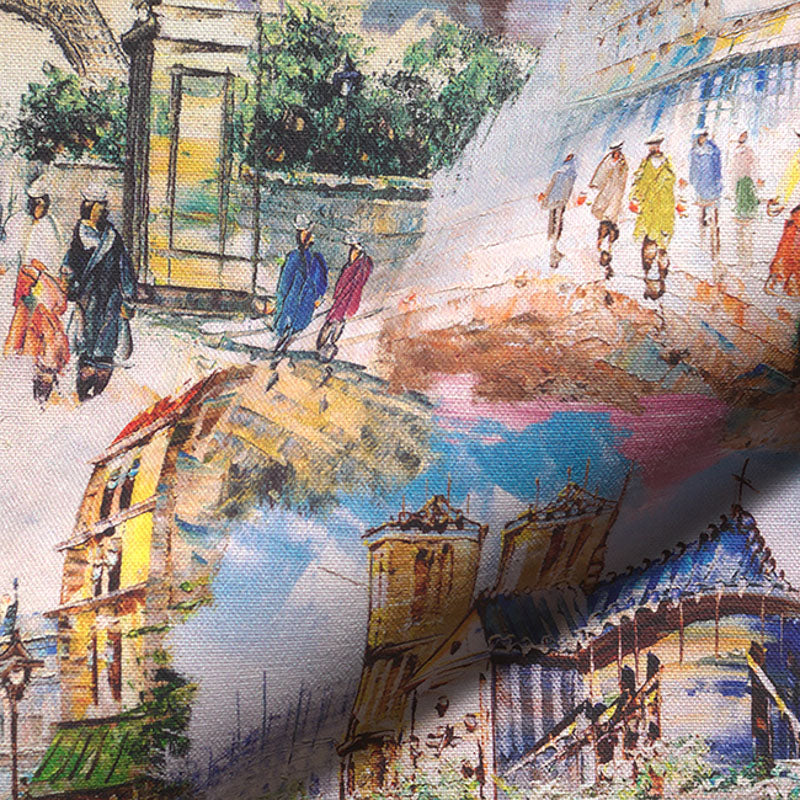 Dekostoff buntes Paris in Leinenoptik