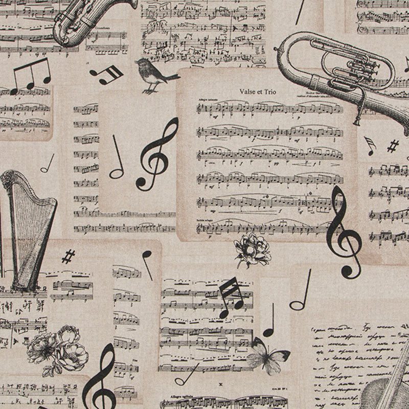Dekostoff Musiknoten in Leinenoptik