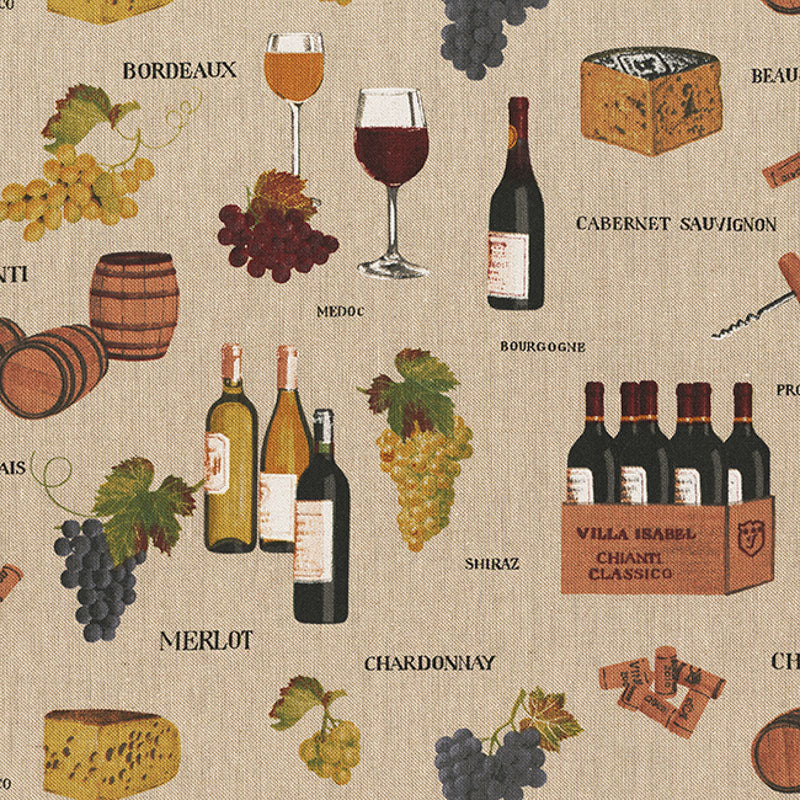 Dekostoff Wein in Leinenoptik